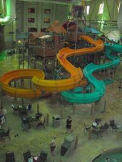 Just two of the water chutes at Great Wolf Lodge Williamsburg. 