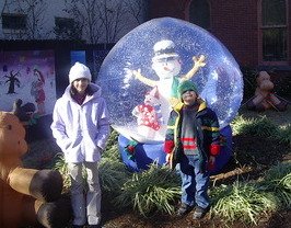 Visiting holiday decorations in Old Towne Portsmouth.